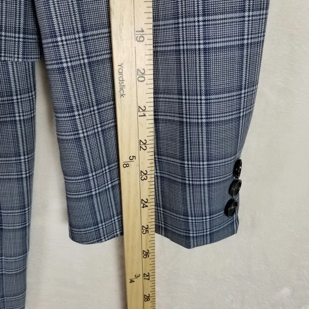 Hugo Boss Blazer Mens 42L Grey The James4 Plaid Virgin Wool Sport Coat